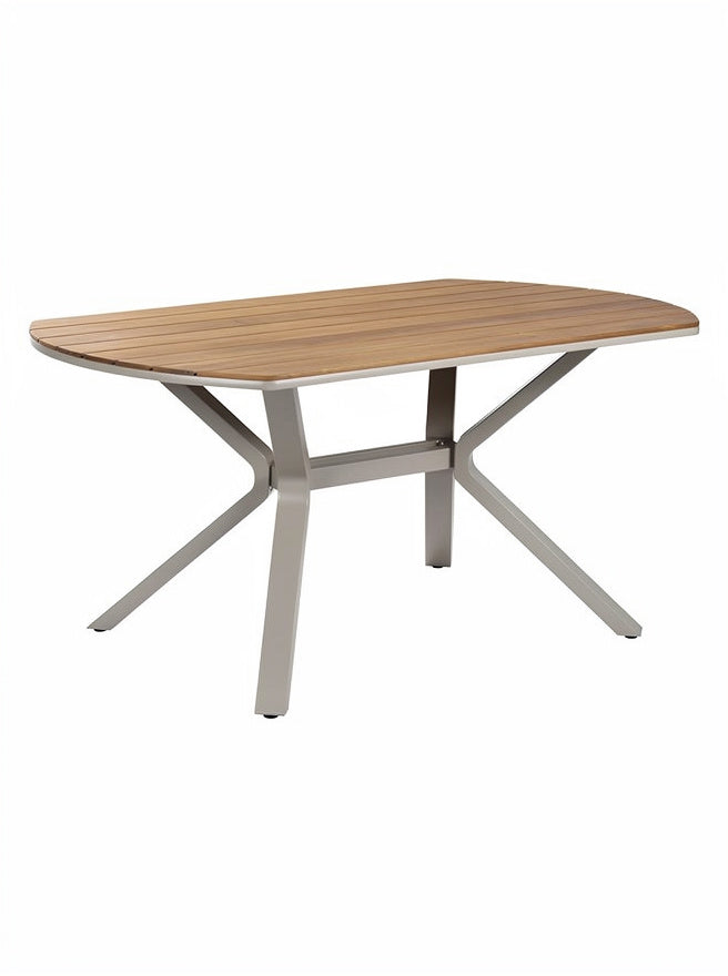 **Technische Titel in het Nederlands: ** Moderne Ovale Tuin Tafel van Hout en Aluminium