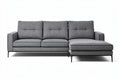 **Moderne Hoekbank met Grijze Stoffering en Minimalistisch Design**