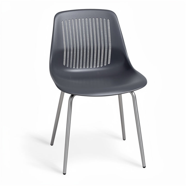 **Technische titel in het Nederlands: Moderne kunststof stoel met metalen poten**