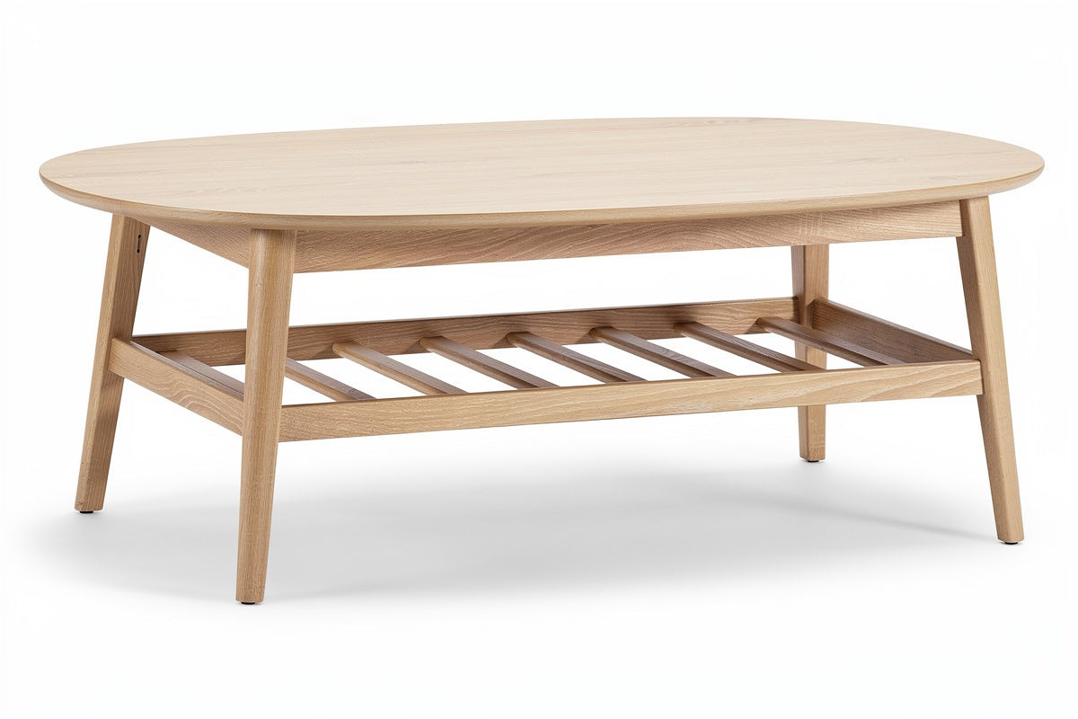 **Technische titel in het Nederlands: **Eenvoudige ronde salontafel van hout met onderplank**