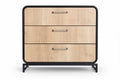 **Moderne dressoir met drie lades van hout en metalen frame**